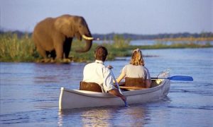 Canoeing on Lake Manyara